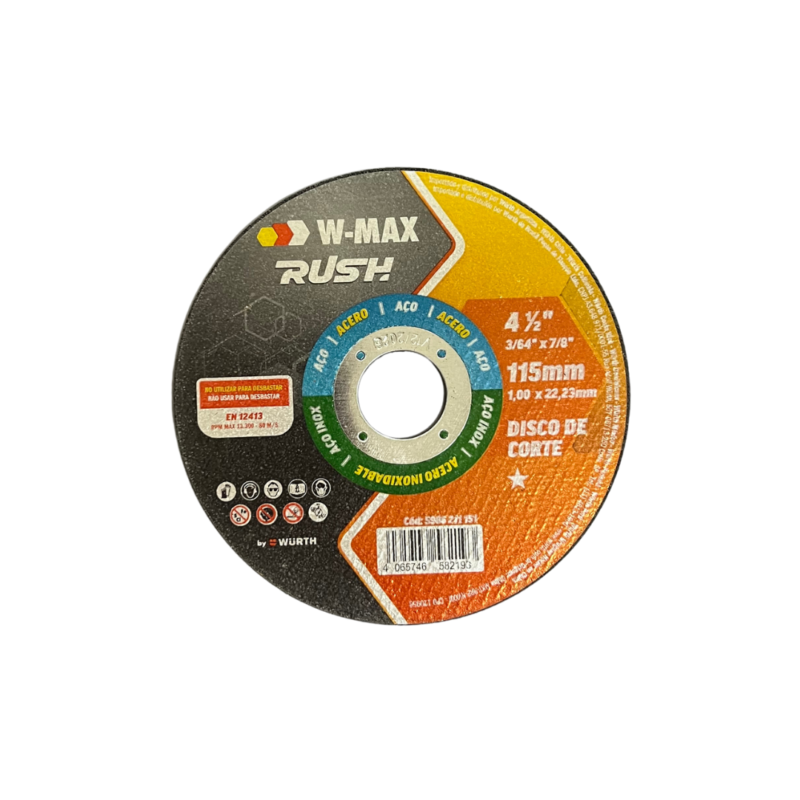 DISCO CORTE INOX 4.1/2X7/8 WURTH