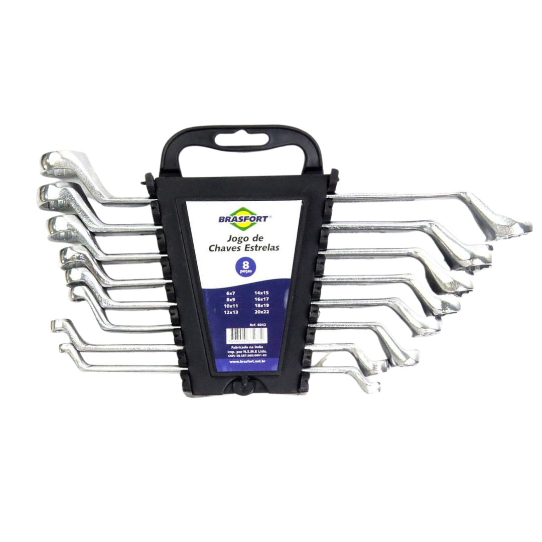 JOGO CHAVE ESTRELA 6 A 22MM BRASFORT KIT COM 08 PÇS
