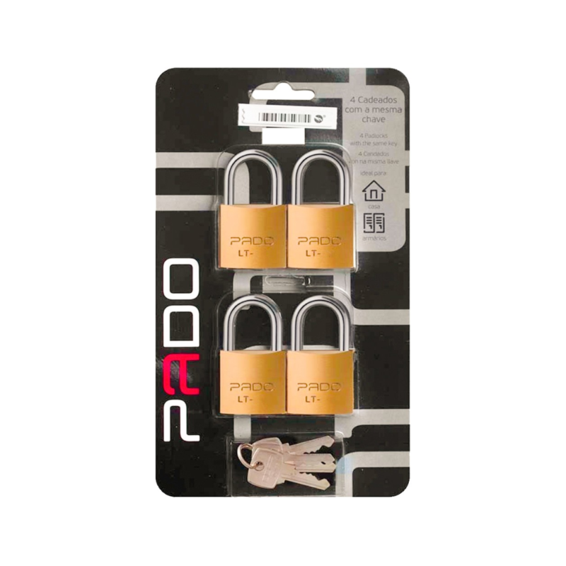 CADEADO PADO MESMO SEGREDO COM 04 PEÇAS 20MM