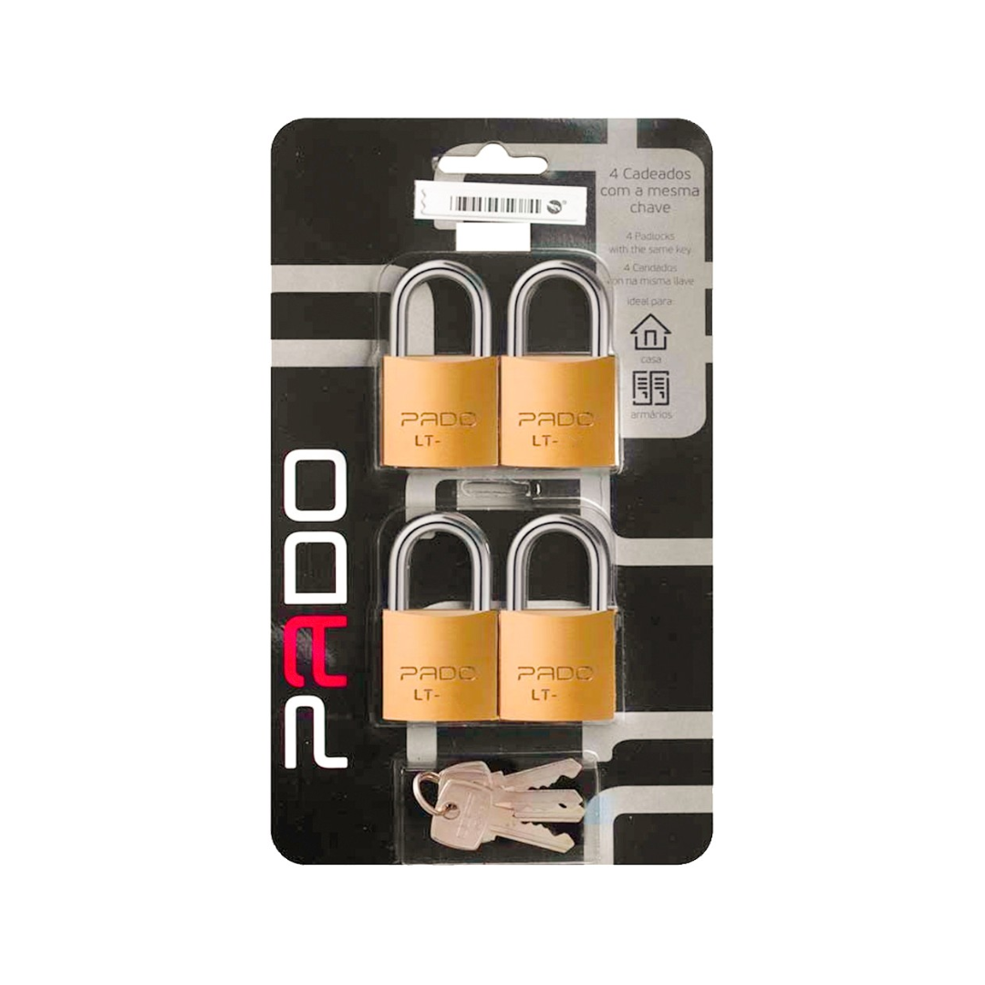 CADEADO PADO MESMO SEGREDO COM 04 PEÇAS 20MM