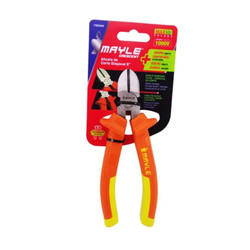 ALICATE CORTE DIAGONAL 6" ISOLADO EMBORRACHADO MAYLE