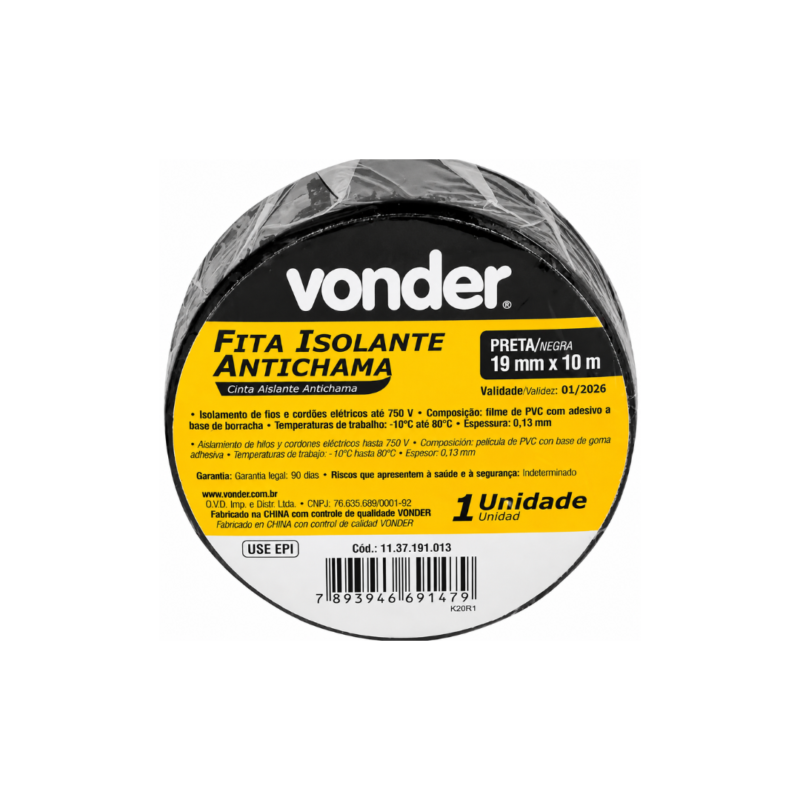 FITA ISOLANTE 19MM X 10M VONDER