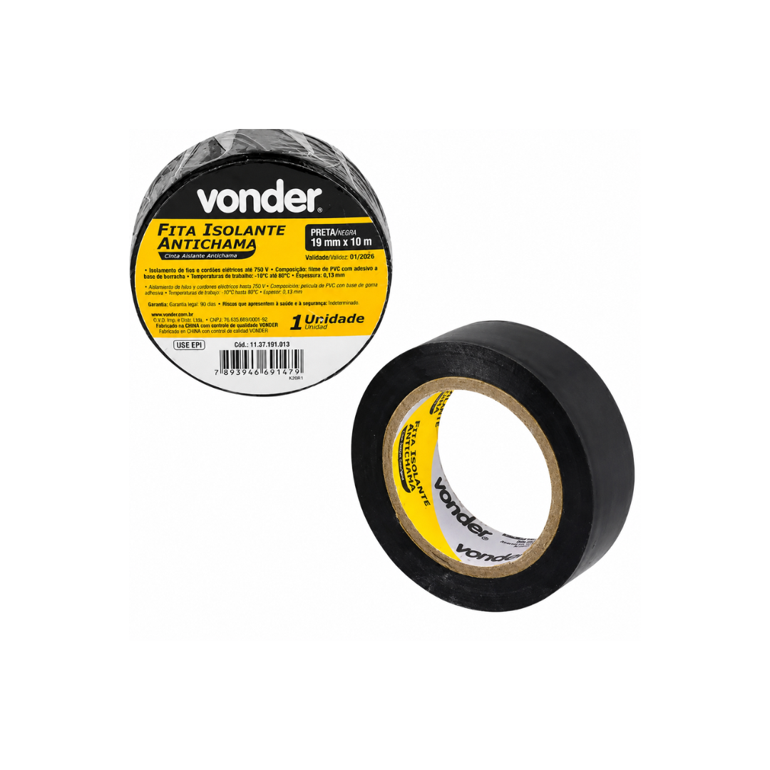 FITA ISOLANTE 19MM X 10M VONDER - Imagem 2
