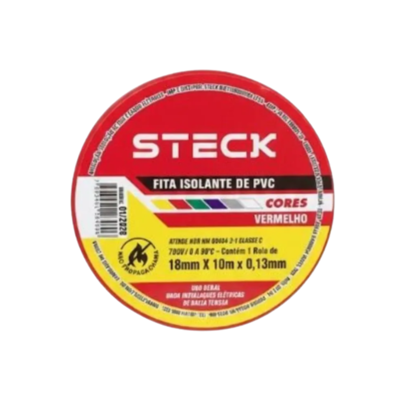 FITA ISOLANTE VERMELHA STECK 10MX18MM