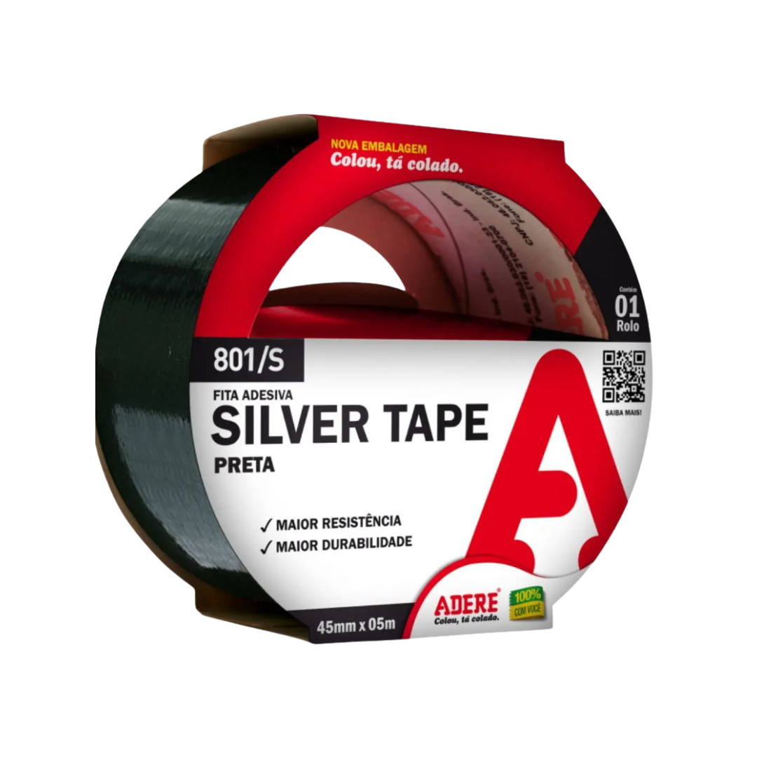 FITA SILVER TAPE 45MMX5M PRETO ADERE