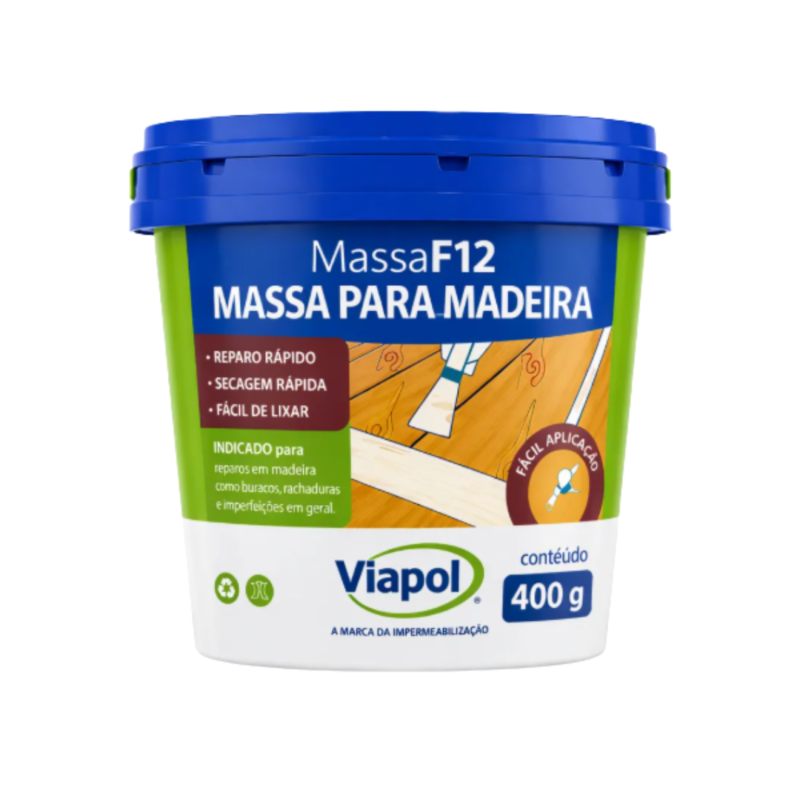 MASSA MADEIRA F12 400GR VIAPOL - BRANCA