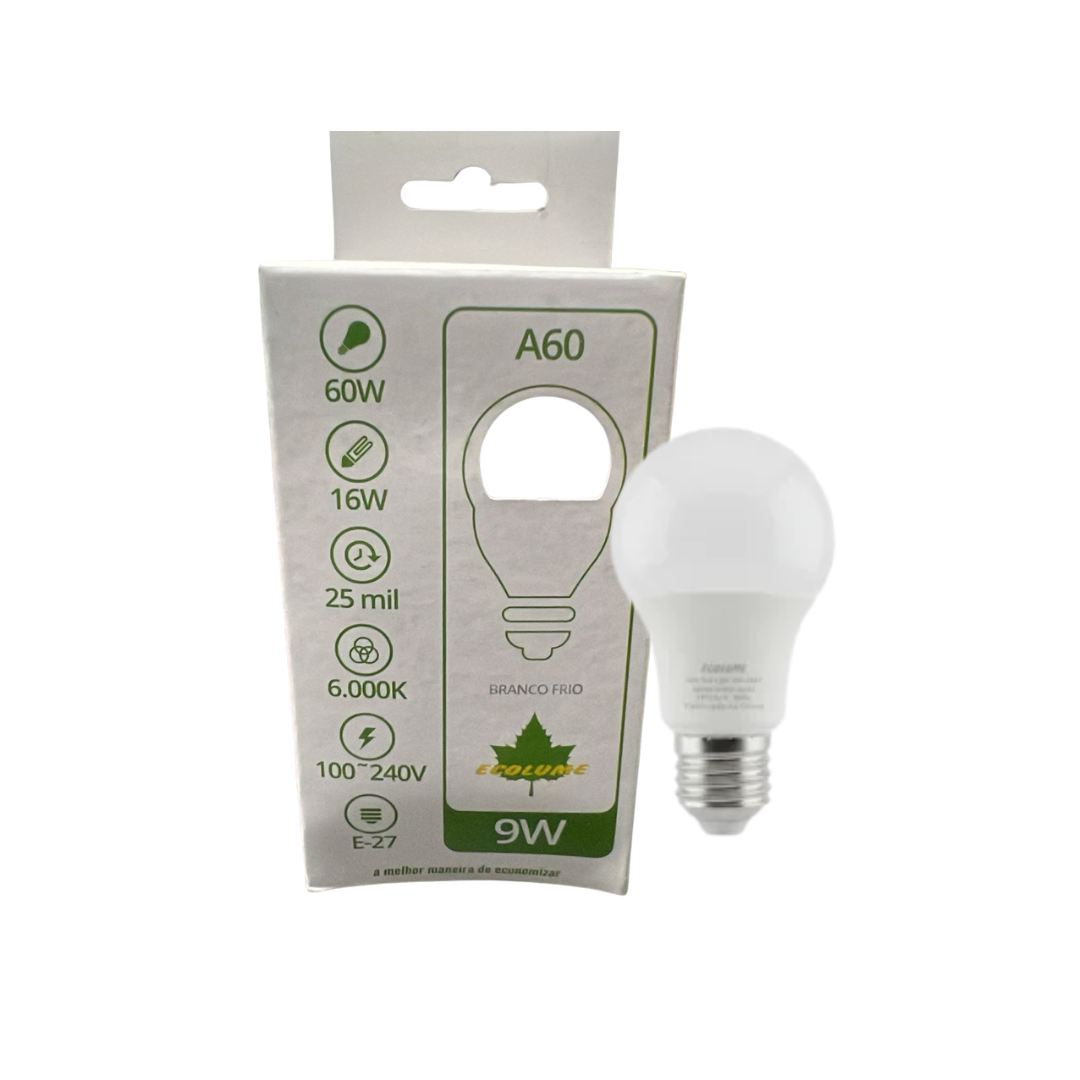 LÂMPADA LED BULBO 6000K 9W ECOLUME