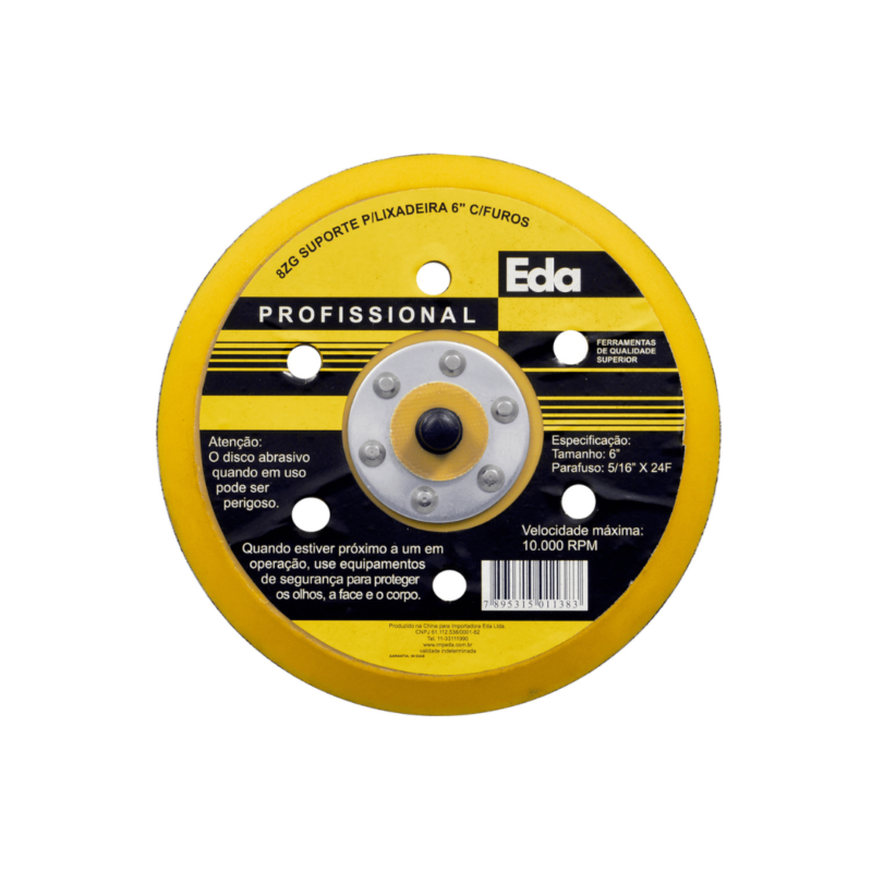 DISCO SUPORTE PARA LIXADEIRA 6" COM FUROS EDA