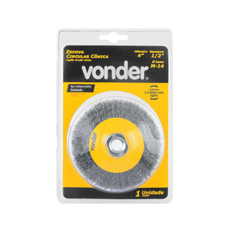 ESCOVA AÇO CÔNICA ONDULADA 4" X M14 VONDER