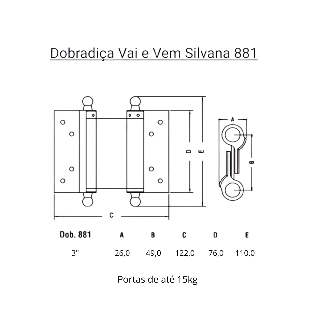 DOBRADIÇA SILVANA PEQUENA VAI E VEM Nº03 - Imagem 4
