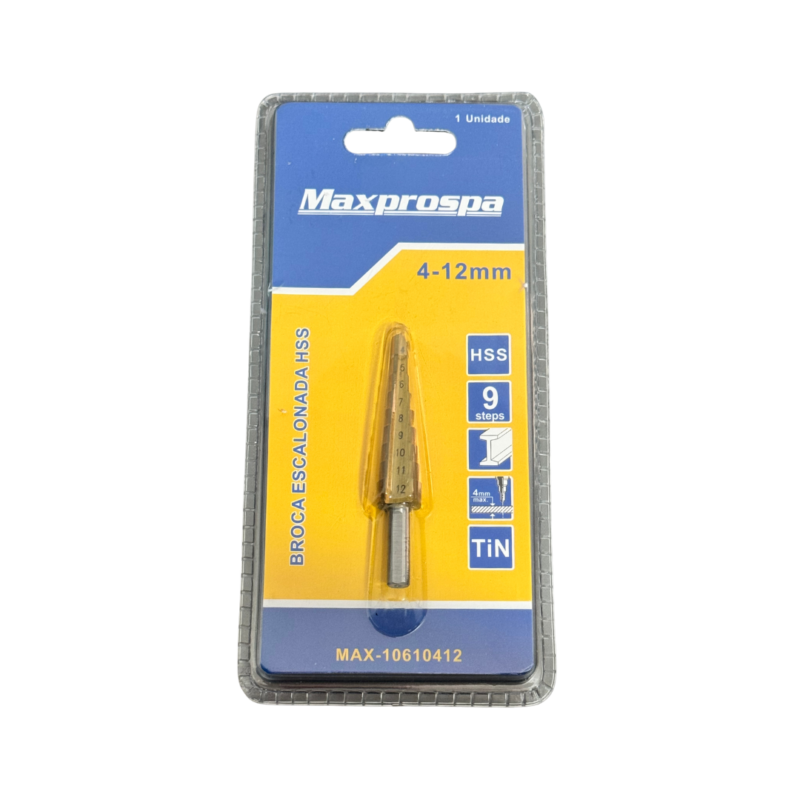 BROCA ESCALONADA AÇO RÁPIDO 4 A 12MM MAXPROSPA