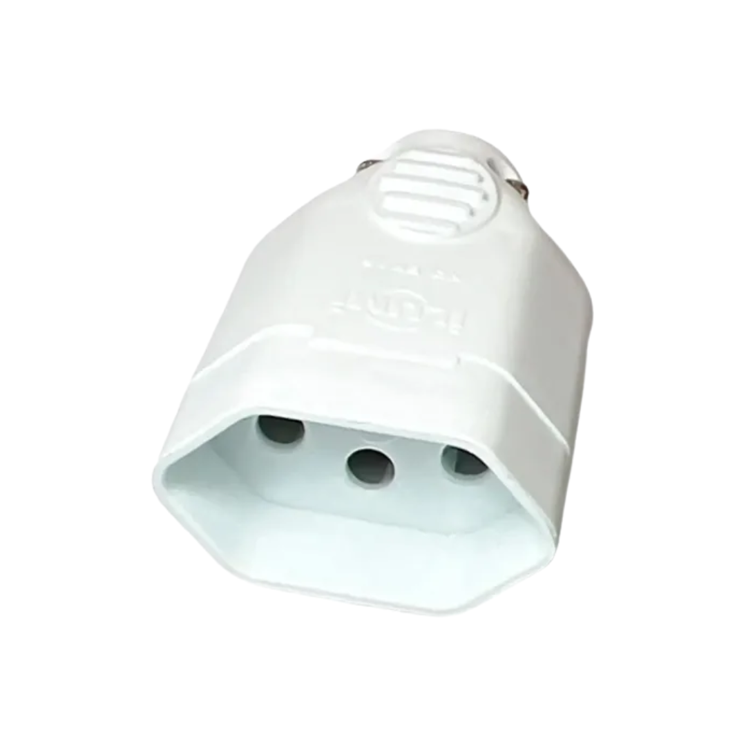 PINO FÊMEA 2 POLOS + TERRA 10A/20A BRANCO ILUMI