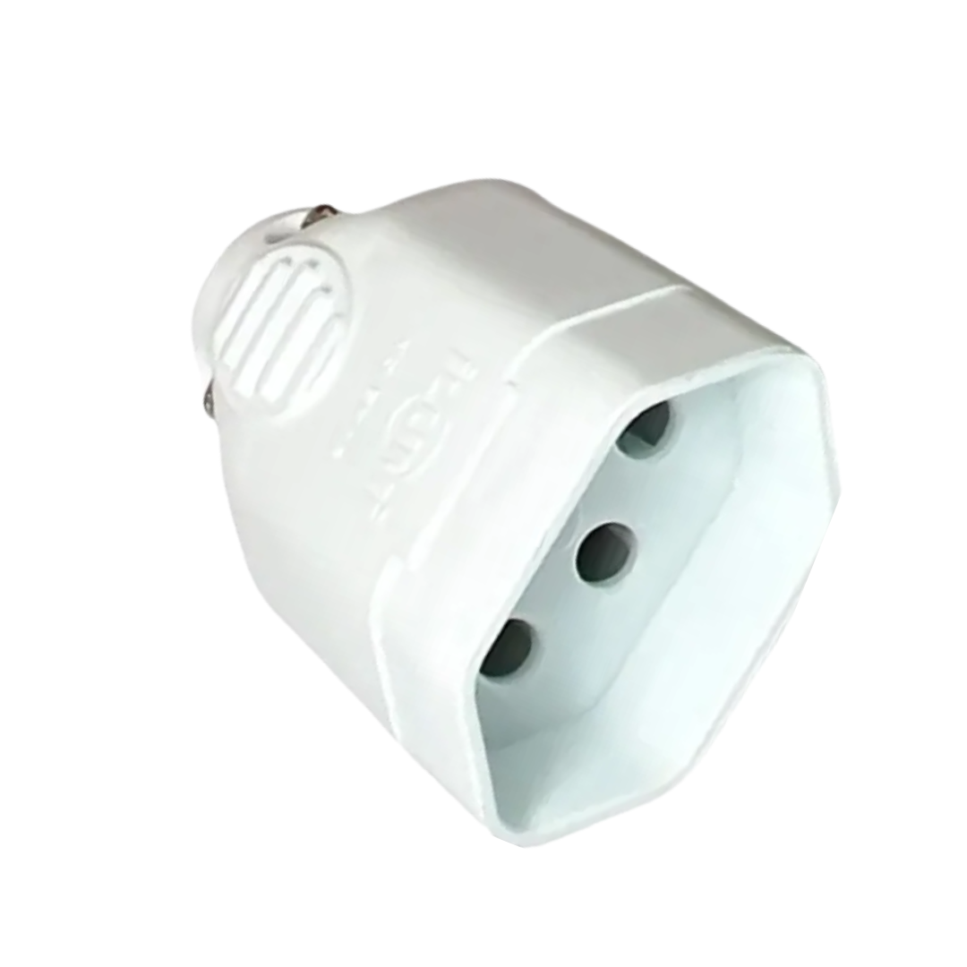 PINO FÊMEA 2 POLOS + TERRA 10A/20A BRANCO ILUMI - Imagem 3