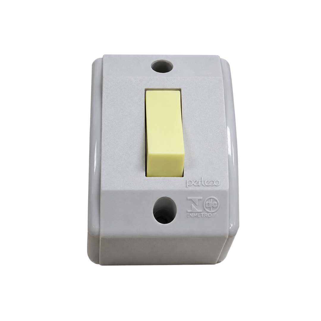 INTERRUPTOR SOBREPOR SIMPLES 10A CINZA PERLEX - Imagem 2